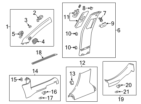 2015 Chevy Malibu Interior Trim - Pillars, Rocker & Floor Diagram