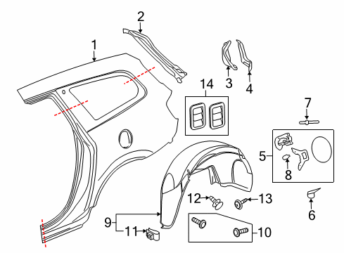 2012 Buick Enclave Quarter Panel & Components Diagram