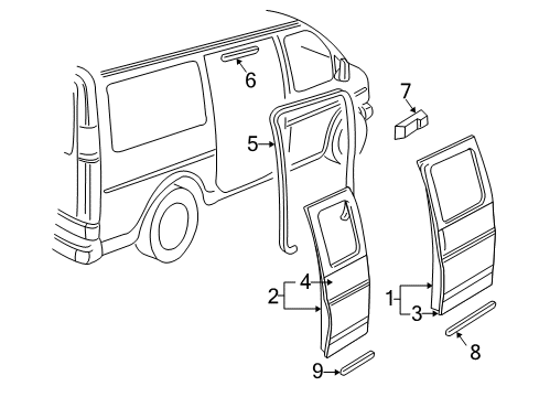 1999 Chevy Express 3500 Side Loading Door - Door & Components Diagram