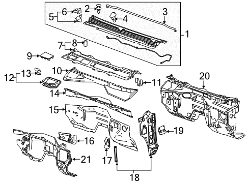 2020 Cadillac Escalade ESV Cowl Diagram