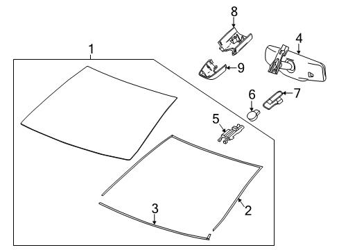 2018 Cadillac CT6 Windshield Glass Diagram