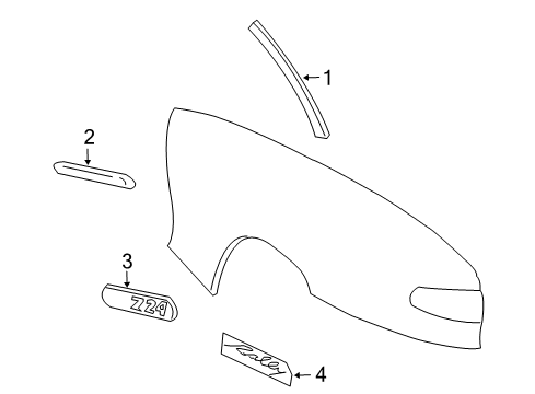 1998 Chevy Cavalier Emblem, Rear Diagram for 22611481