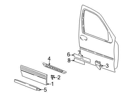 2005 Pontiac Montana Exterior Trim - Front Door Diagram