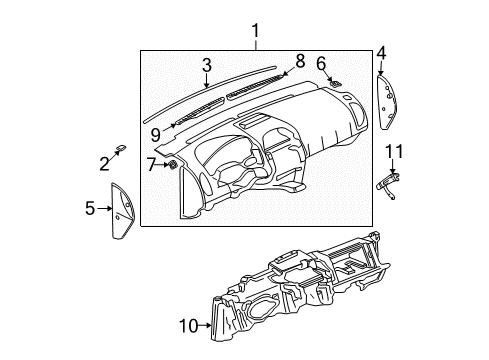2002 Saturn Vue Cluster & Switches, Instrument Panel Diagram
