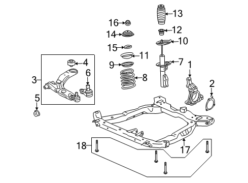 2008 Pontiac G5 Front Suspension, Control Arm, Stabilizer Bar Diagram 1 - Thumbnail