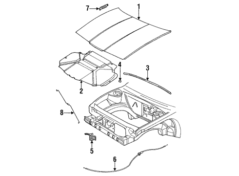 1994 Saturn SL2 Hood & Components Diagram