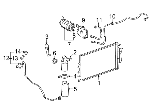 2012 Chevy Express 3500 A/C Condenser, Compressor & Lines Diagram