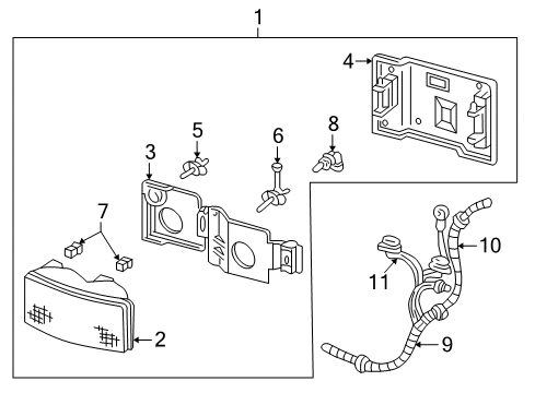 1999 GMC C3500 Headlamps Diagram