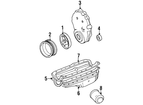 1993 GMC C1500 Suburban Engine Parts, Mounts, Cylinder Head & Valves, Camshaft & Timing, Oil Pan, Oil Pump, Crankshaft & Bearings, Pistons, Rings & Bearings Diagram