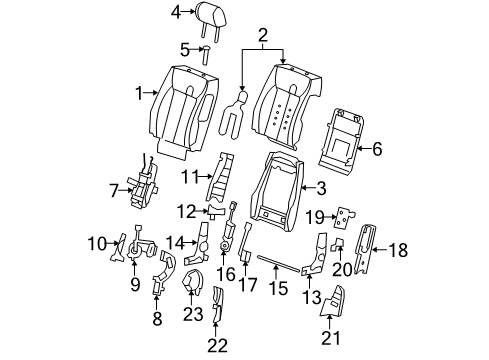 2011 Cadillac DTS Headrest Guide, Titanium, Front Diagram for 15216227
