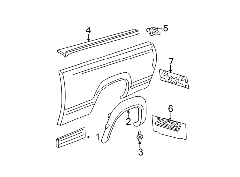 2004 Chevy Silverado 2500 HD Exterior Trim - Pick Up Box Diagram 9 - Thumbnail