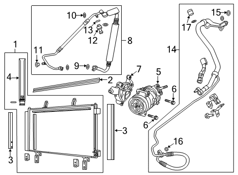 2012 Chevy Caprice A/C Condenser, Compressor & Lines Diagram