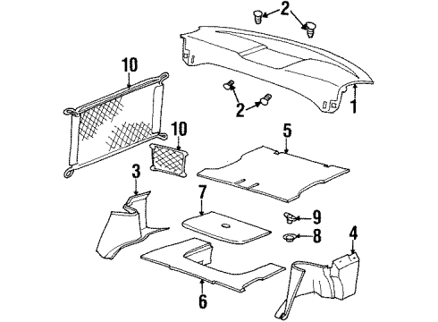 2001 Saturn SC2 Lower Quarter Trim Retainer, Gray, Rear Diagram for 21038146
