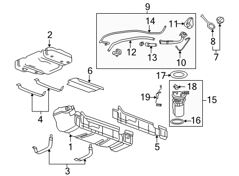 2007 Chevy Suburban 2500 Fuel Pump Diagram for 19167498