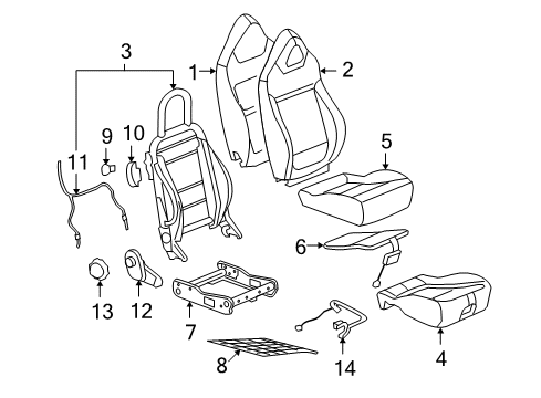 2007 Saturn Sky Front Seat Components Diagram