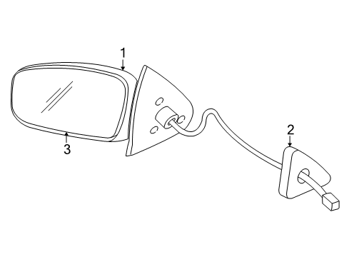 2002 Oldsmobile Alero Mirror Glass, Rear Driver Side Diagram for 88892495