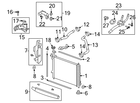 2007 Saturn Outlook Radiator & Components Diagram
