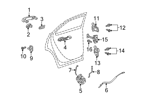 2017 Chevy Equinox Rear Door - Lock & Hardware Diagram