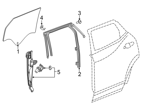 2022 Chevy Blazer Front Door Glass & Hardware Diagram