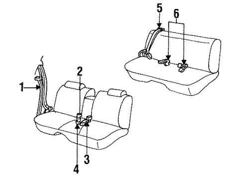1992 Pontiac Bonneville Buckle, Rear Center Outer Diagram for 12517777