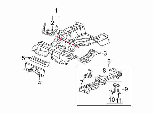 2008 Pontiac G5 Rear Body - Floor & Rails Diagram