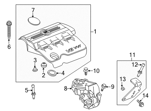 2013 GMC Terrain Engine Cover Bolt Diagram for 11561786