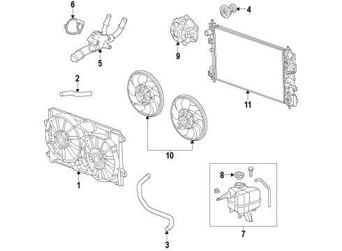 2016 Chevy Impala Radiator Shutter Assembly, Front Diagram for 23487243