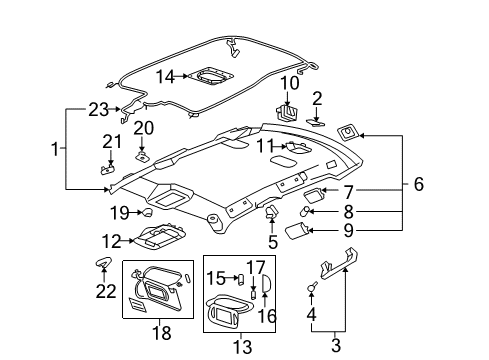 2011 Cadillac DTS Interior Trim - Roof Diagram