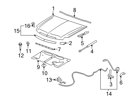 2012 Cadillac Escalade ESV Hood & Components, Exterior Trim Diagram