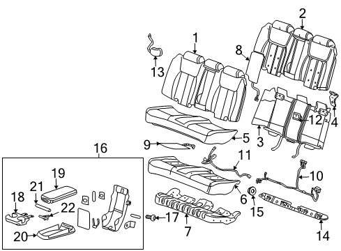 2011 Cadillac DTS Rear Seat Components Diagram