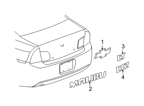 2012 Chevy Malibu Exterior Trim - Trunk Lid Diagram