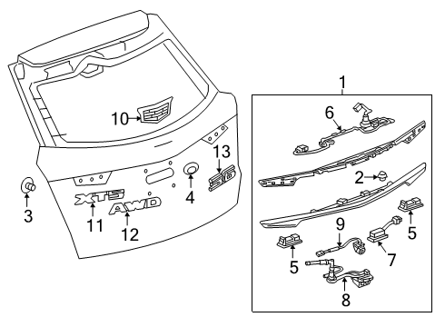 2019 Cadillac XT5 Control Module, Front Rear Diagram for 84169044