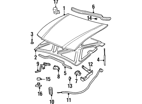 1999 Buick LeSabre Hood & Components Diagram