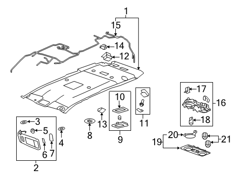 2017 Chevy Traverse Interior Trim - Roof Diagram