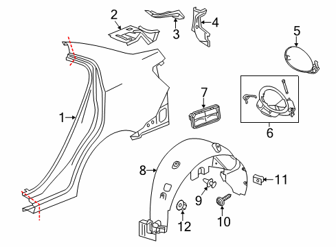 2014 Chevy Sonic Quarter Panel & Components Diagram 2 - Thumbnail