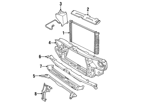 1990 Cadillac Eldorado Radiator & Components Diagram