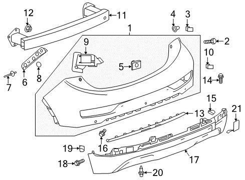 2020 Chevy Bolt EV Bumper Cover Diagram for 42541643