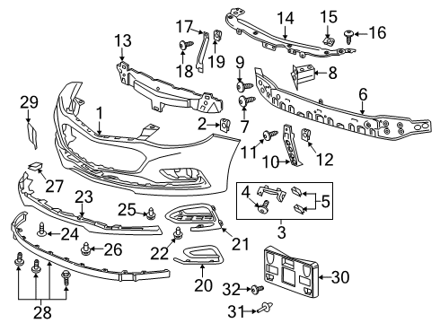 2016 Chevy Cruze Latch Bolt, Front Rear Diagram for 11519388