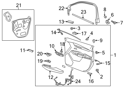 2024 Cadillac XT6 Interior Trim - Front Door Diagram