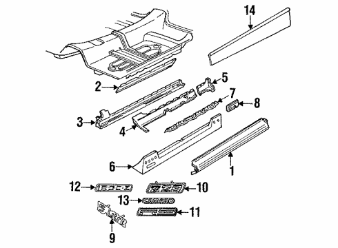 1988 Chevy Camaro Kick Panel, Driver Side Diagram for 20540669