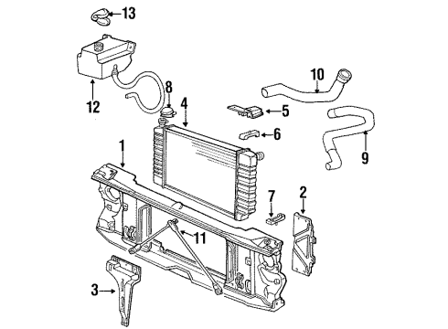 1990 GMC C2500 Radiator & Components, Radiator Support Diagram 1 - Thumbnail
