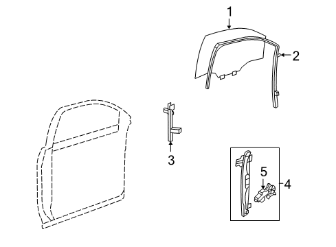 2017 Chevy Traverse Front Door - Glass & Hardware Diagram
