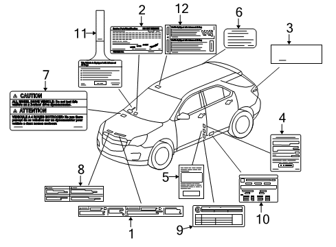 2012 GMC Terrain A/C Label Diagram for 25799035