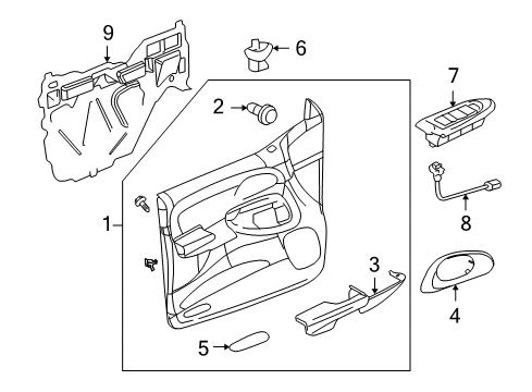 2005 Buick Rainier Window Regulator, Front Passenger Side Diagram for 19331461