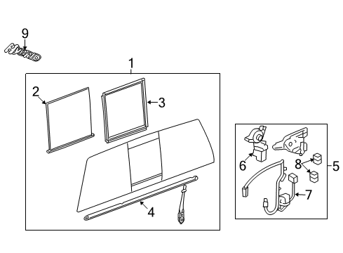 2012 Chevy Silverado 1500 Back Glass - Glass & Hardware Diagram 3 - Thumbnail