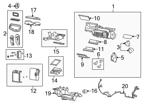 2008 Pontiac G5 A/C Evaporator & Heater Components Diagram