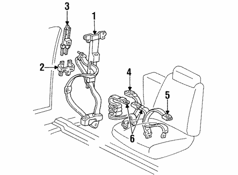 1997 Cadillac DeVille Buckle Diagram for 88948274