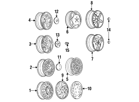 1999 Pontiac Bonneville Wheels, Covers & Trim Diagram