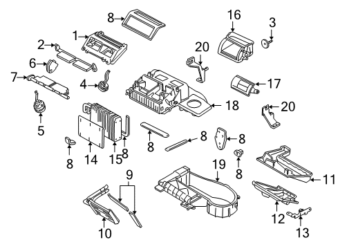 2002 Chevy Monte Carlo A/C Evaporator & Heater Components Diagram