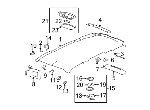 2010 Chevy HHR Interior Trim - Roof Diagram
